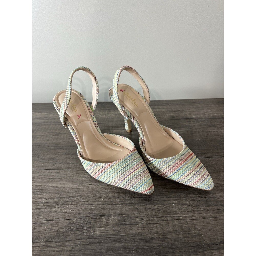 Charles David Womens Iniko Woven Multi Colors Slingbacks Pumps Size 7 1/2